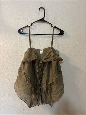 Anko Lightweight Olive Ruffled Spaghetti Strap Top
